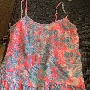 LILLY PULITZER CORAL TOP PINK SUN RAY SUMMER SIREN